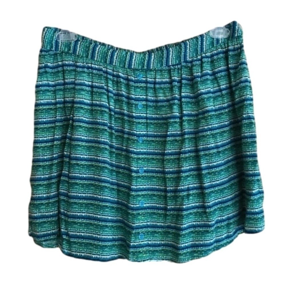 𝅺Mossimo Supply Co. abstract tropical tribal Striped Rayon mini Skirt Size XL